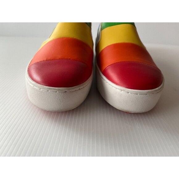 Michael Kors Rainbow Striped Leather Slip-On Sneakers, Size 6.5 (US) - Picture 3 of 11